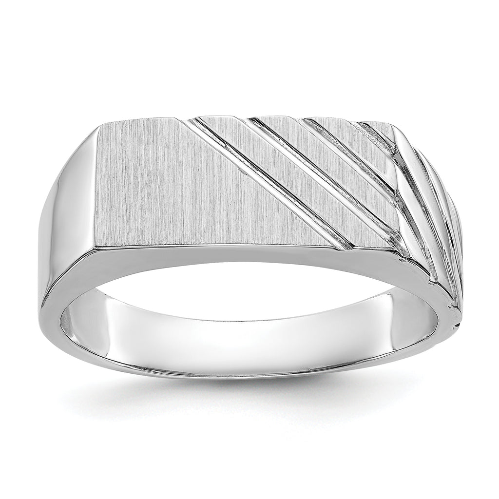 14k White Gold 7.5mm x 16.3mm Open Back Men's Signet Ring