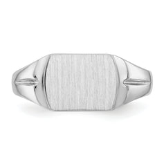 14k White Gold 8.0x10.5mm Closed Back Signet Ring - 8