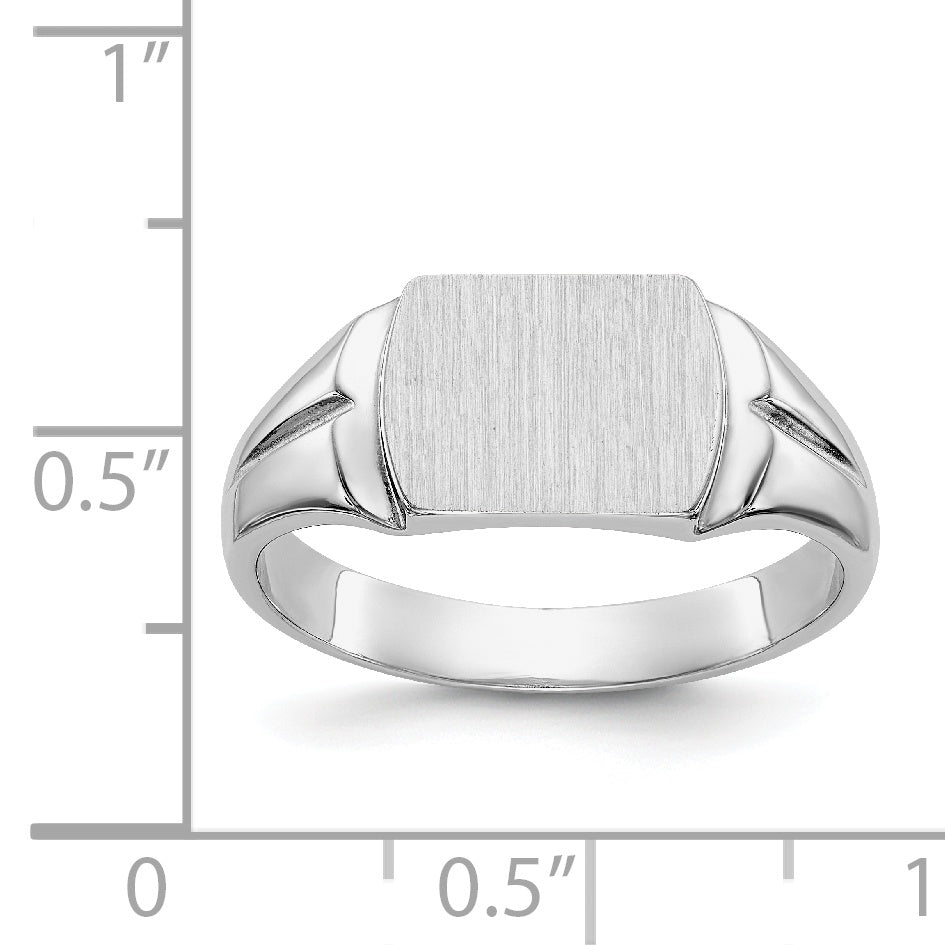 14k White Gold 8.0x10.5mm Closed Back Signet Ring - 8