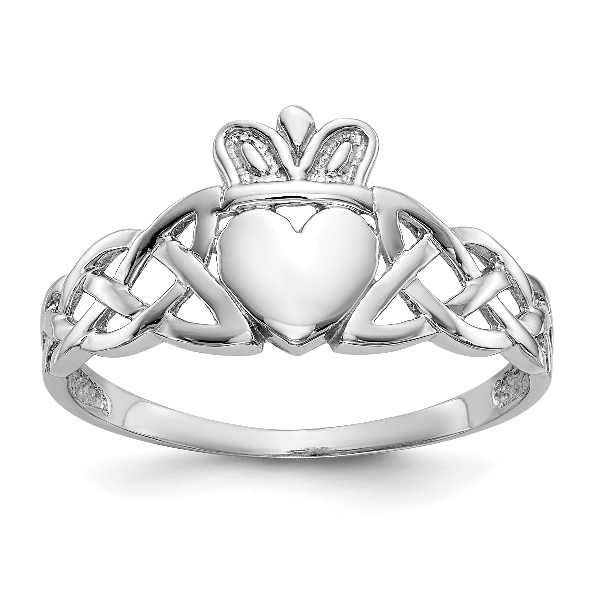 14k White Gold Mens Claddagh Ring Main image