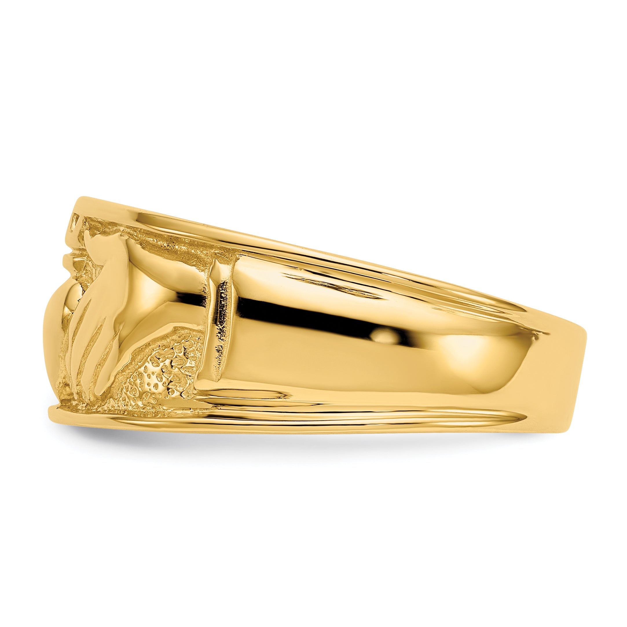 14k Polished Men's Claddagh Band - 10