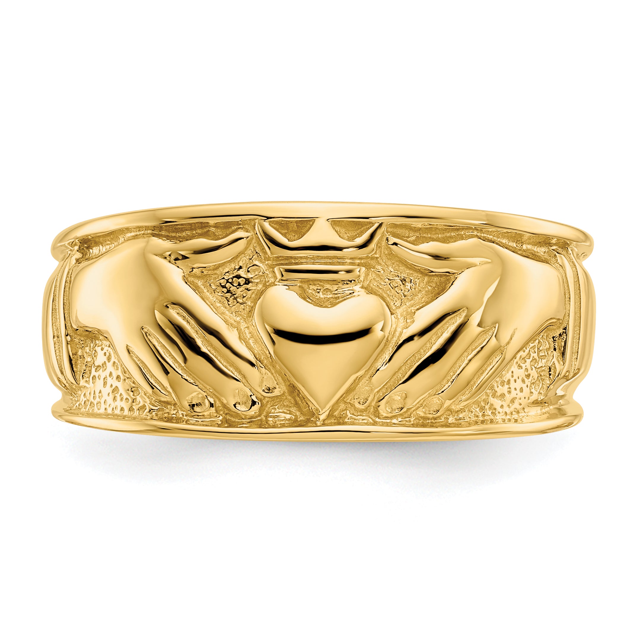 14k Polished Men's Claddagh Band - 10