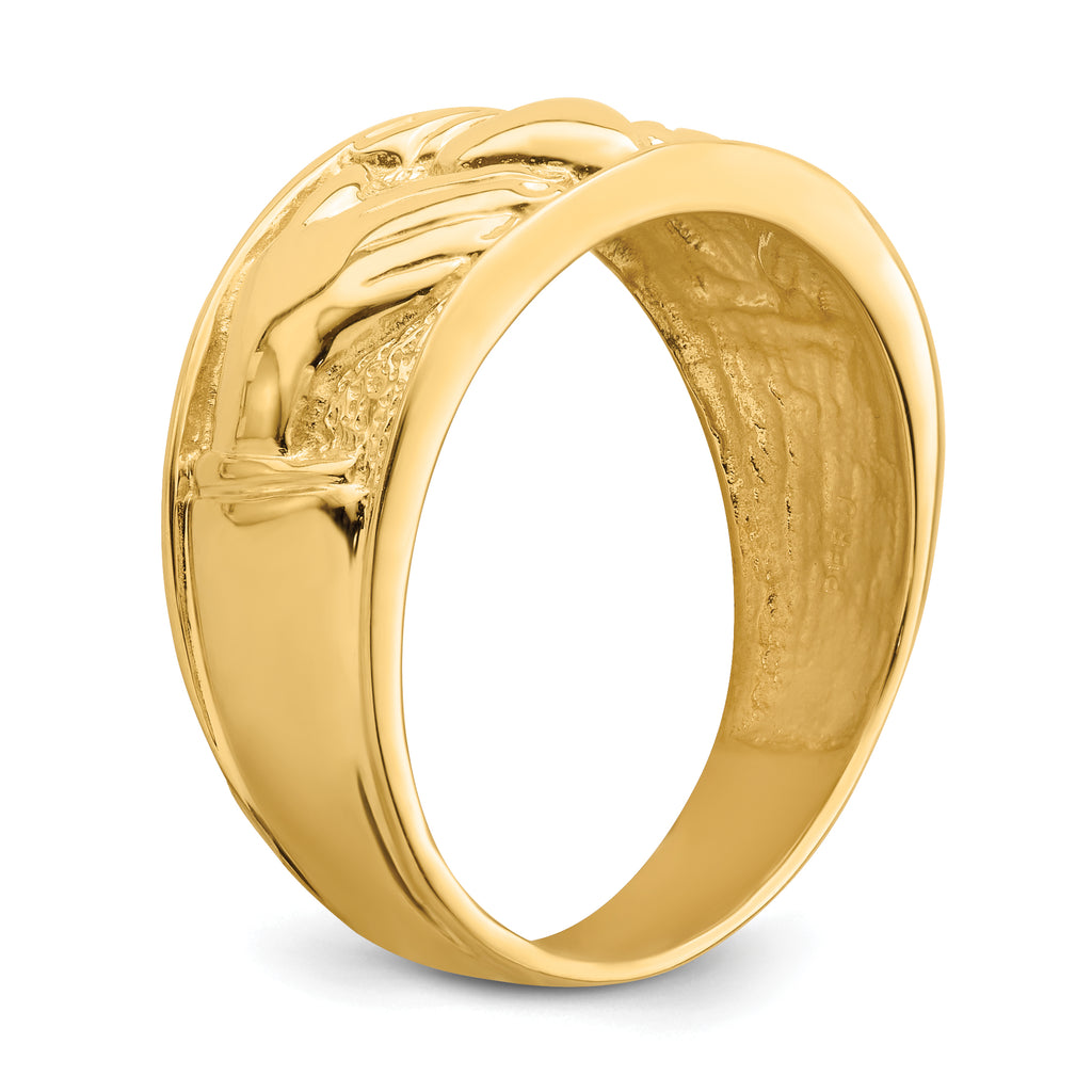 14k Polished Men's Claddagh Band
