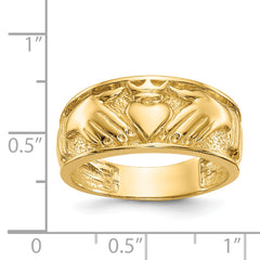 14k Polished Men's Claddagh Band - 10