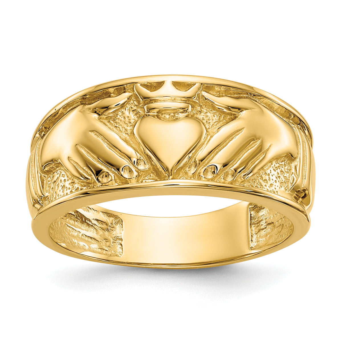14k Polished Men's Claddagh Band