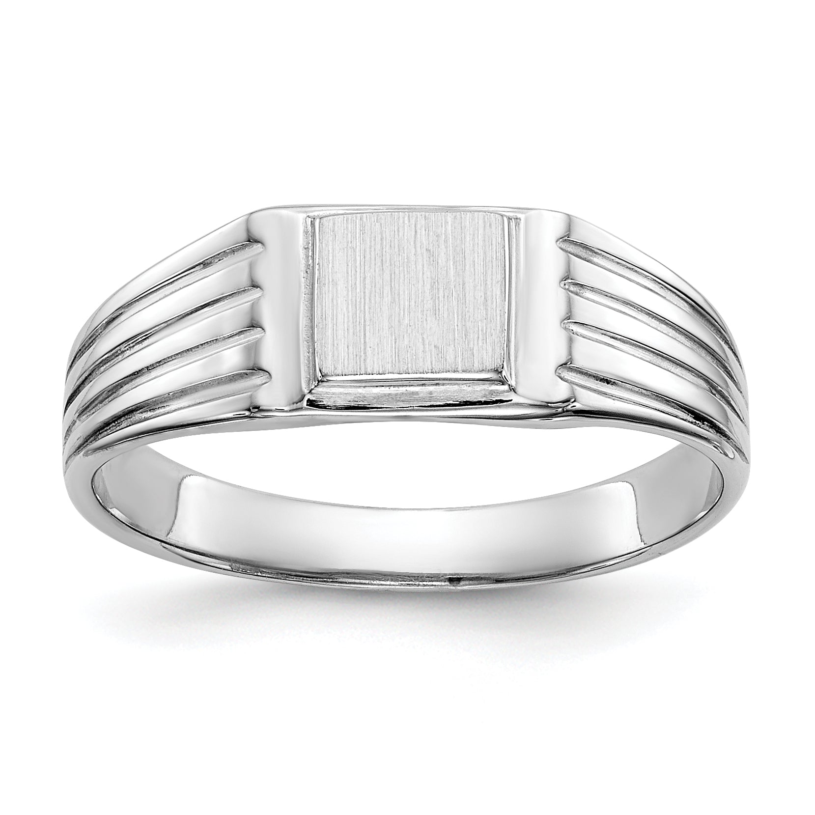 14k White Gold 5.25x5.0mm Childs Open Back Signet Ring Main image