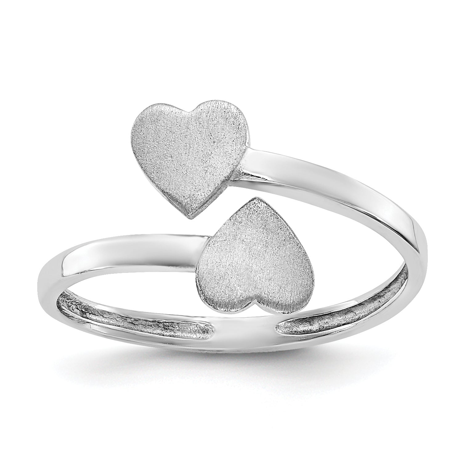 14k White Gold Double Heart Ring Main image