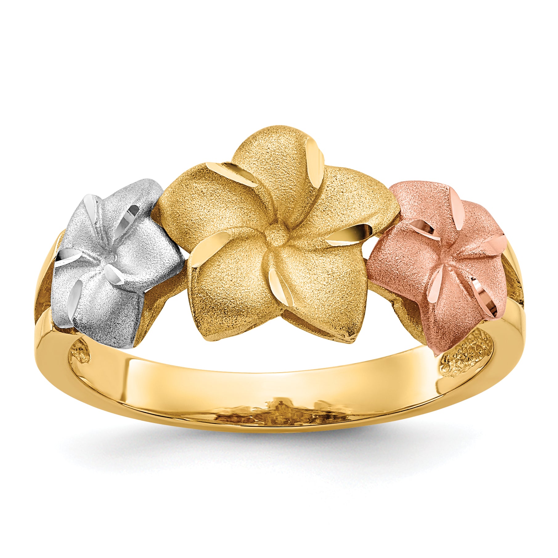 14k Tri-color Plumeria Ring Main image