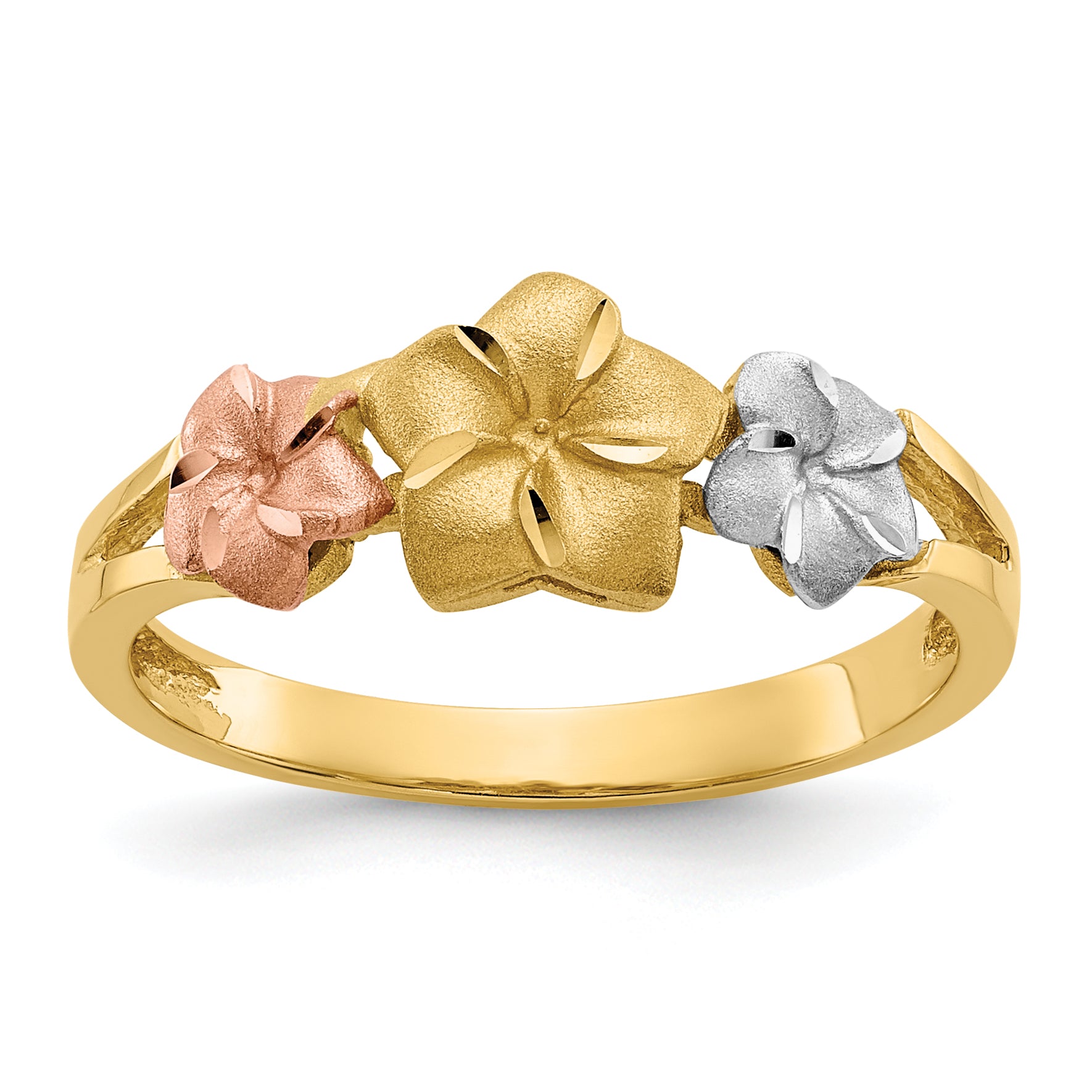 14k Tri-color Plumeria Ring Main image