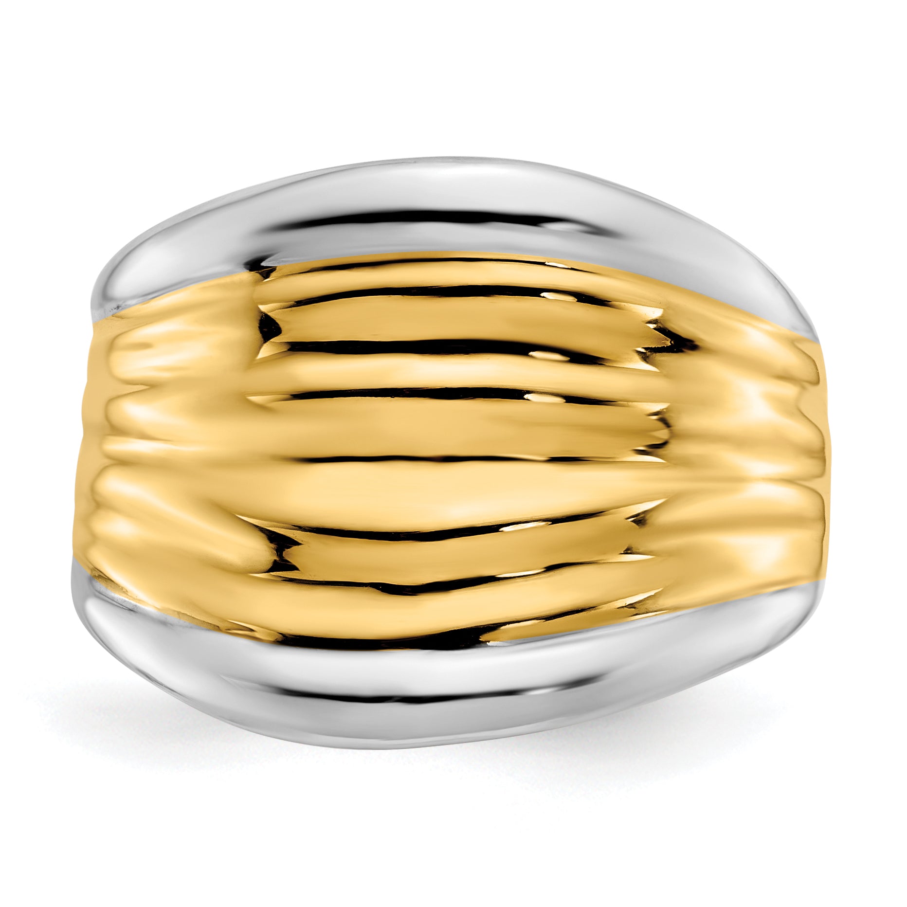 14k & Rhodium Fancy Dome Ring