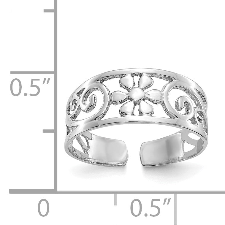 14k White Gold Floral Toe Ring
