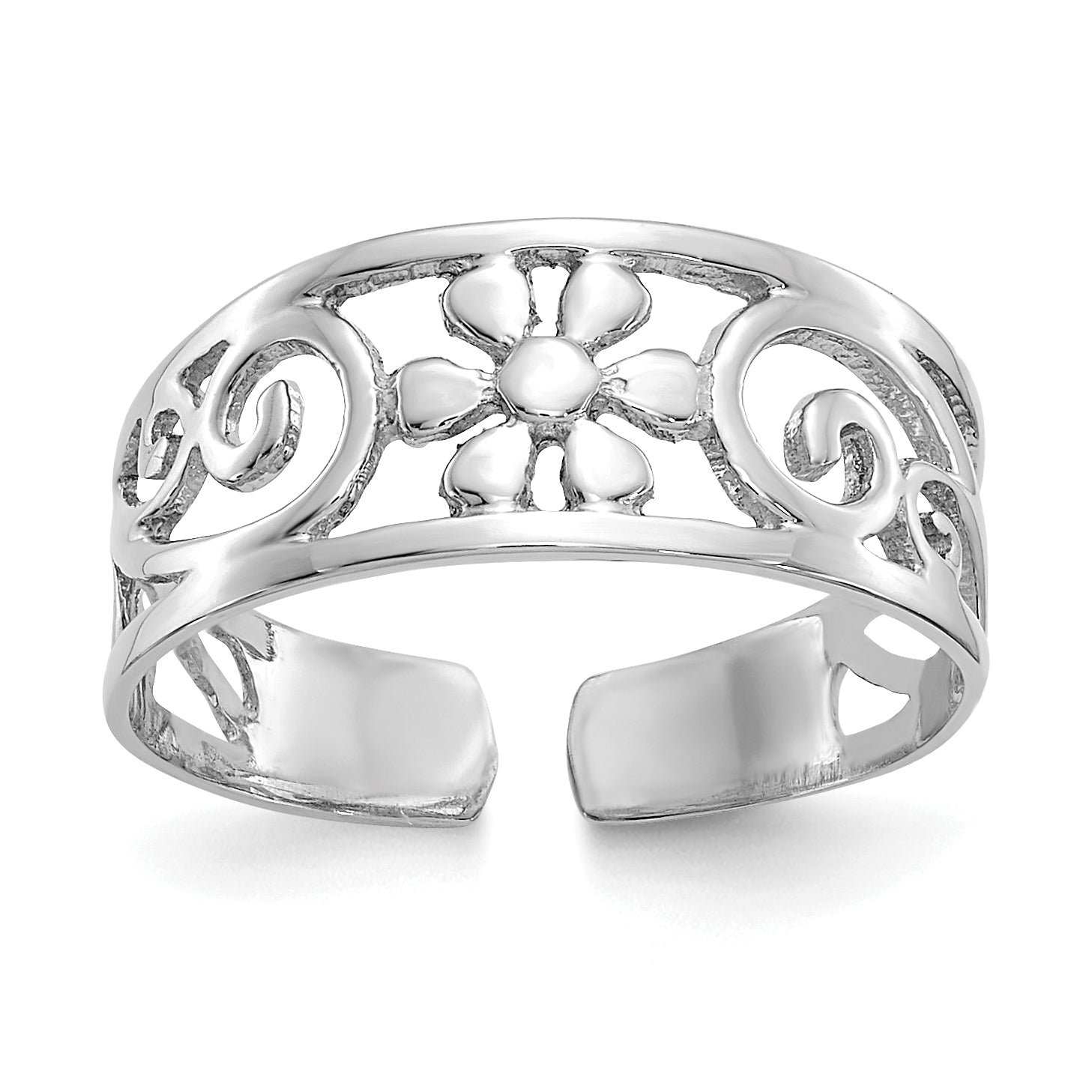 14k White Gold Floral Toe Ring Main image