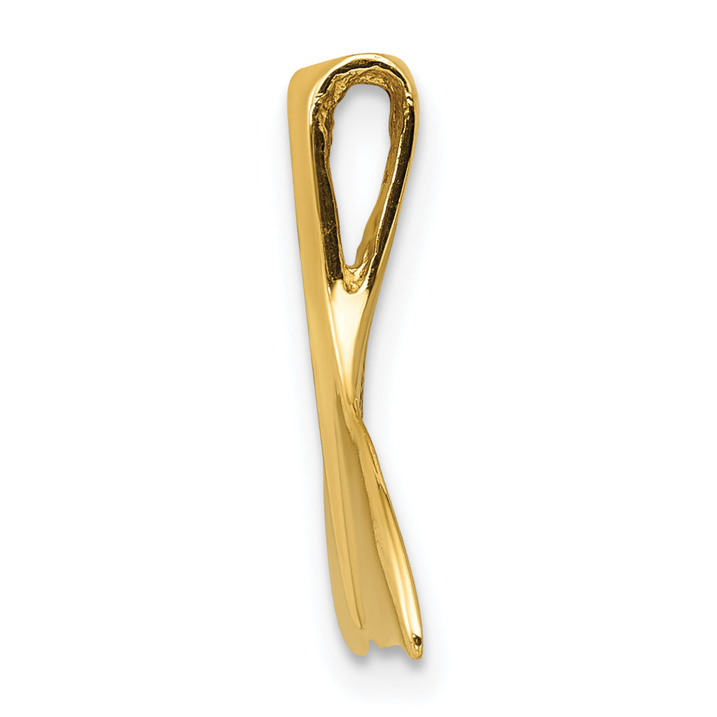 14K Yellow Gold Polished 3D Whale Tail Slide Pendant for Men
