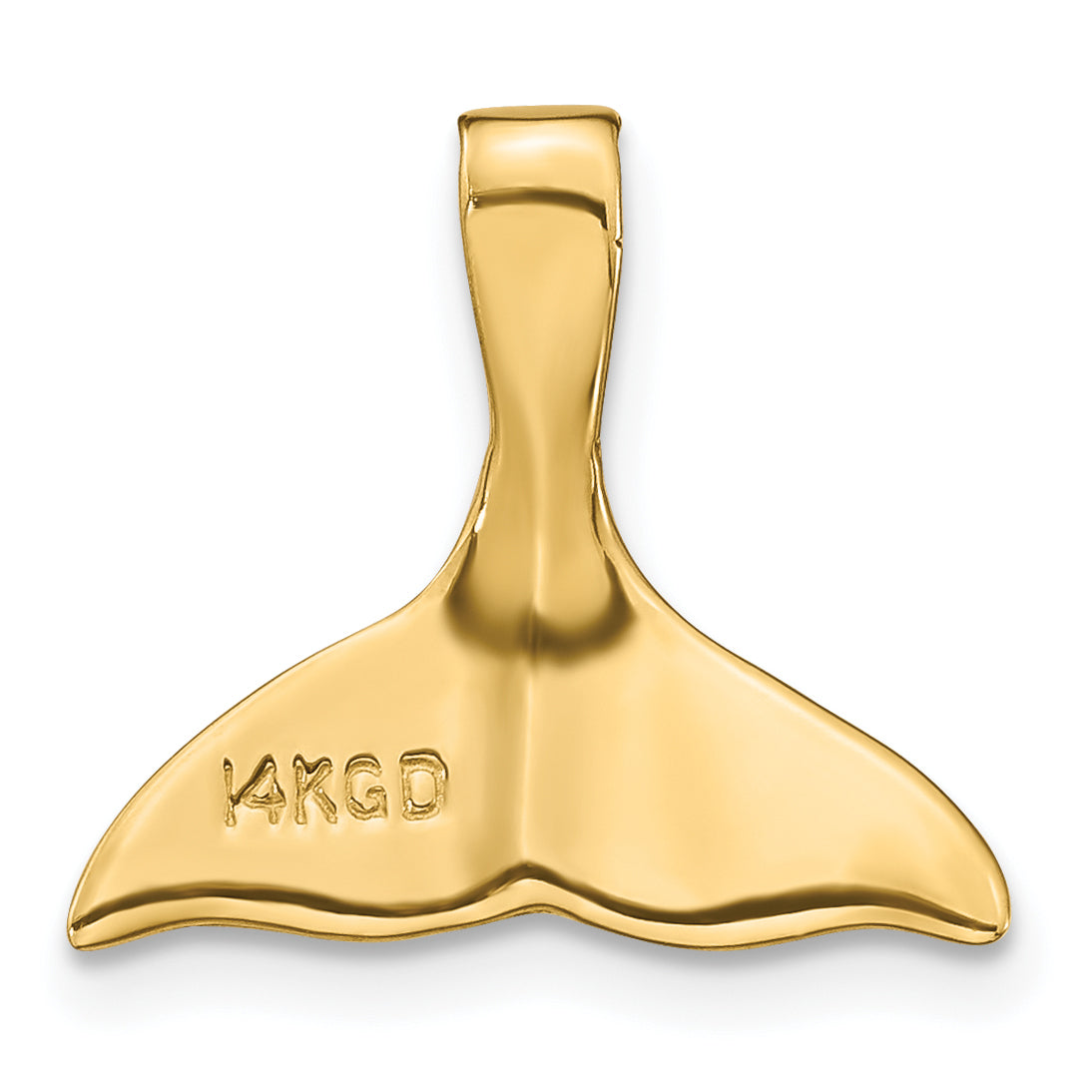 14K Yellow Gold Polished 3D Whale Tail Slide Pendant for Men