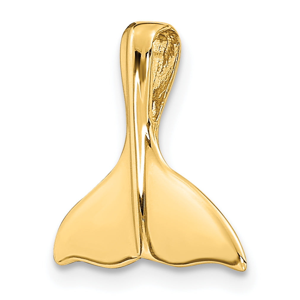 14K Yellow Gold Polished 3D Whale Tail Slide Pendant for Men
