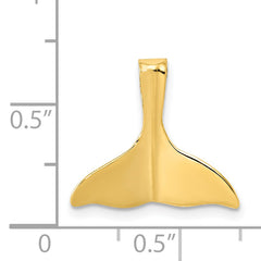 14K Yellow Gold Polished 3D Whale Tail Slide Pendant for Men