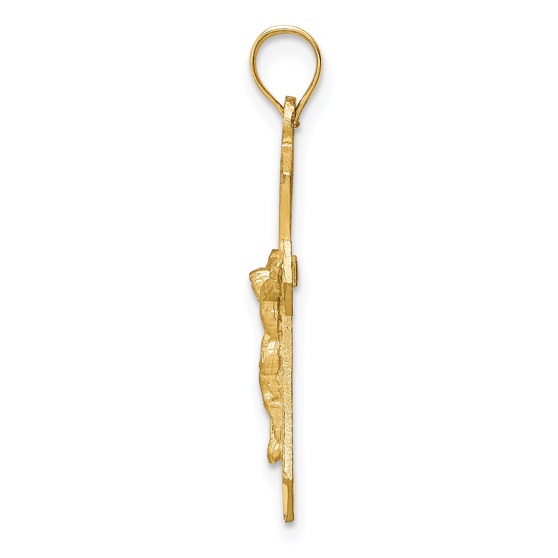 14K Gold Crucifix Pendant with Satin & Diamond-Cut Finish for Elegant Style Secondary image