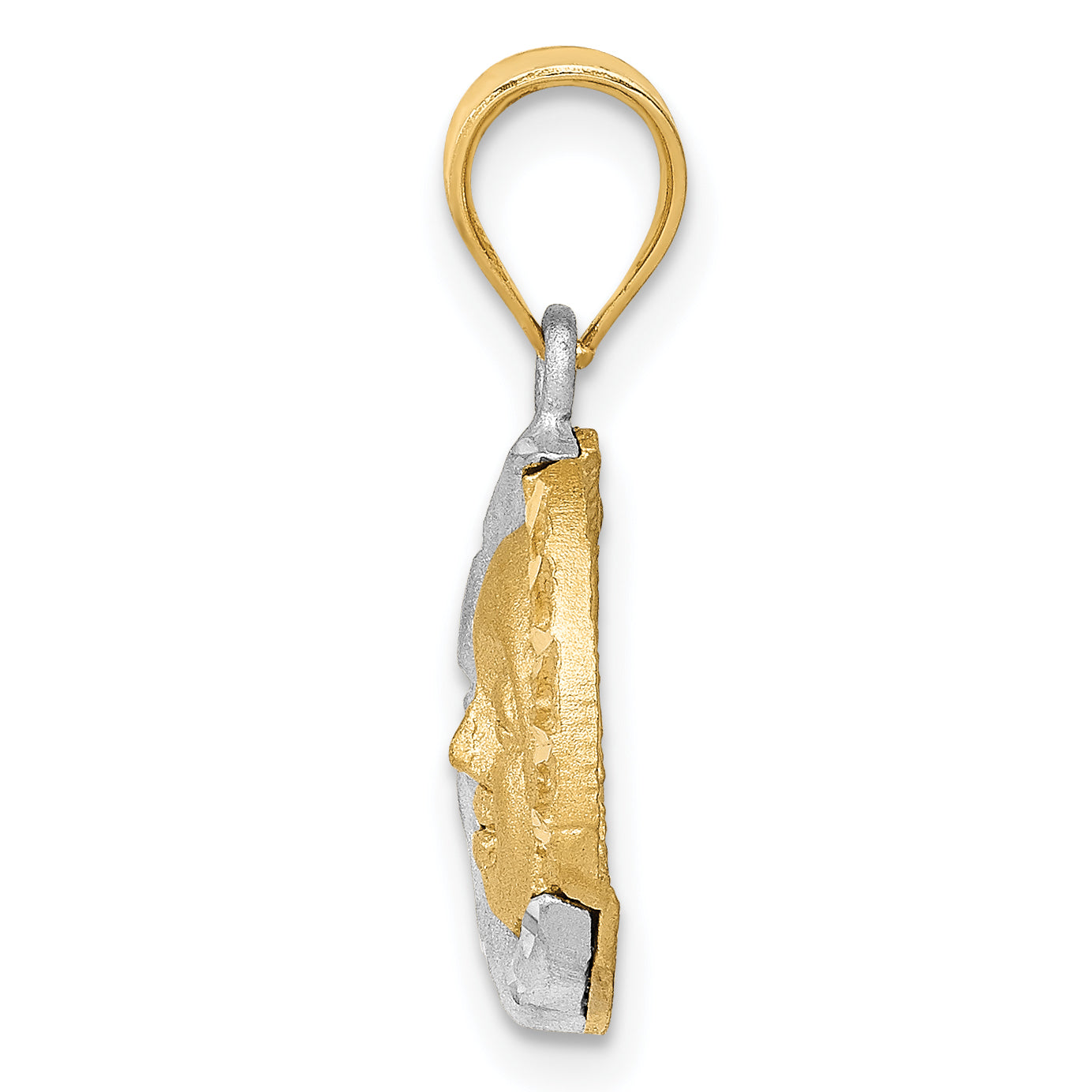 14K Two-Tone Gold Sun and Moon Charm with Diamond-Cut Texture Secondary image