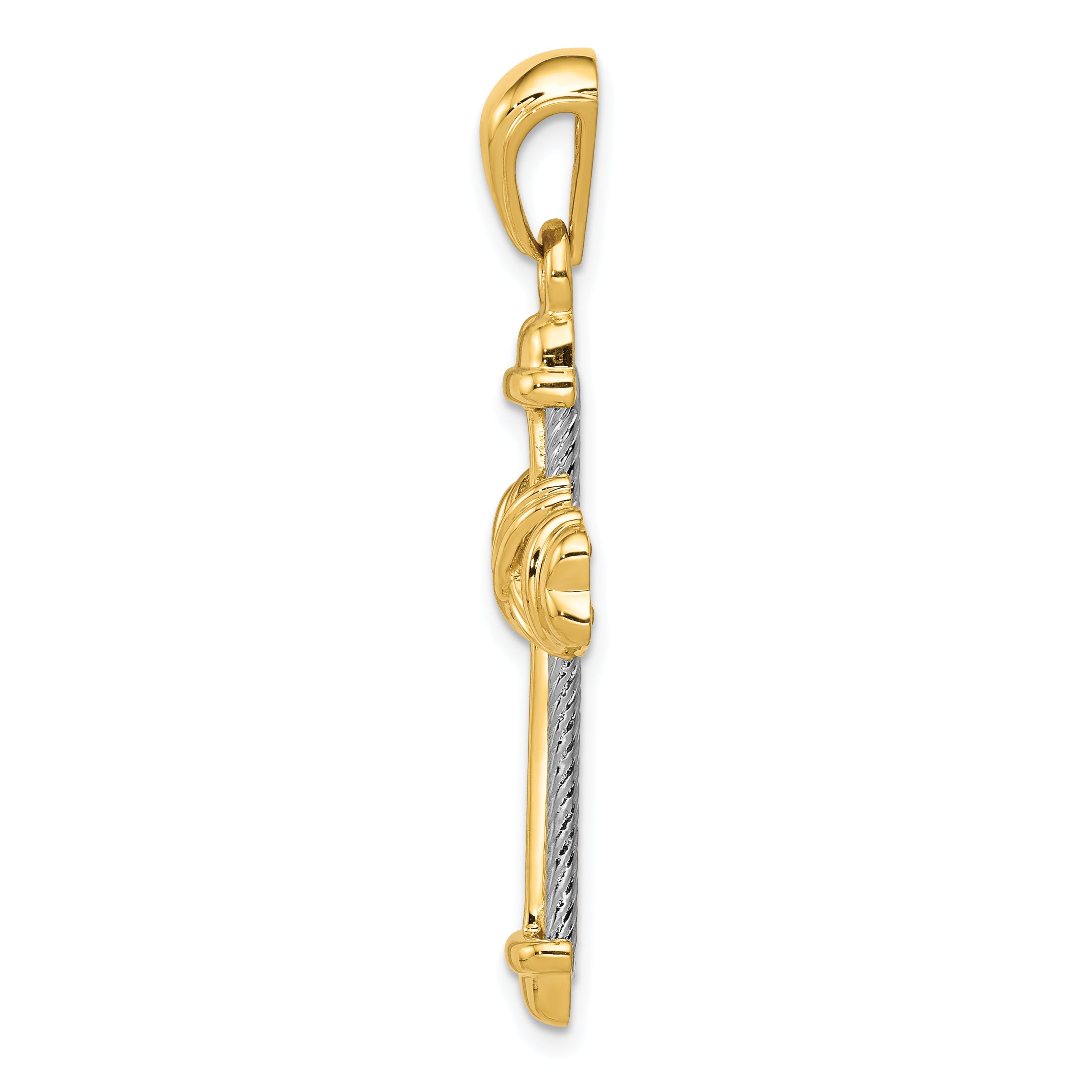 14K Two-Tone Gold Cross Pendant with Polished Finish  Solid, Elegant Design Secondary image