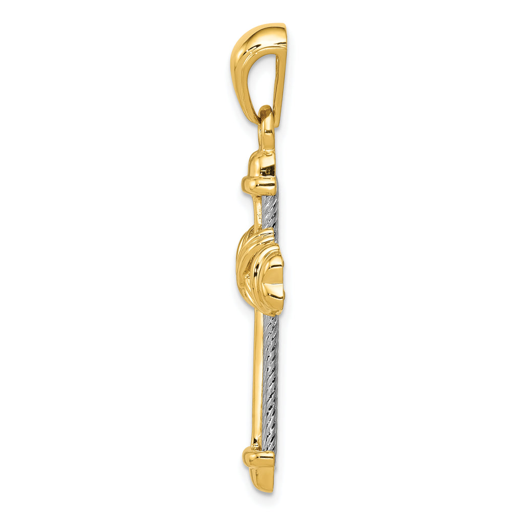 14K Two-Tone Gold Cross Pendant with Polished Finish  Solid, Elegant Design