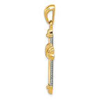 14K Two-Tone Gold Cross Pendant with Polished Finish  Solid, Elegant Design