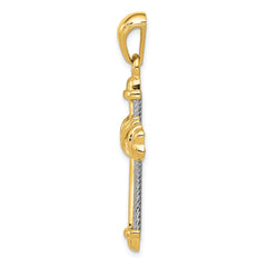 14K Two-Tone Gold Cross Pendant with Polished Finish  Solid, Elegant Design
