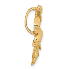 14K Gold Triple Dolphin Slide Pendant Fits 5mm-8mm Omega, Polished Finish