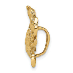 14K Gold Blue Crab Slide Pendant with Polished Finish for Omega Chains