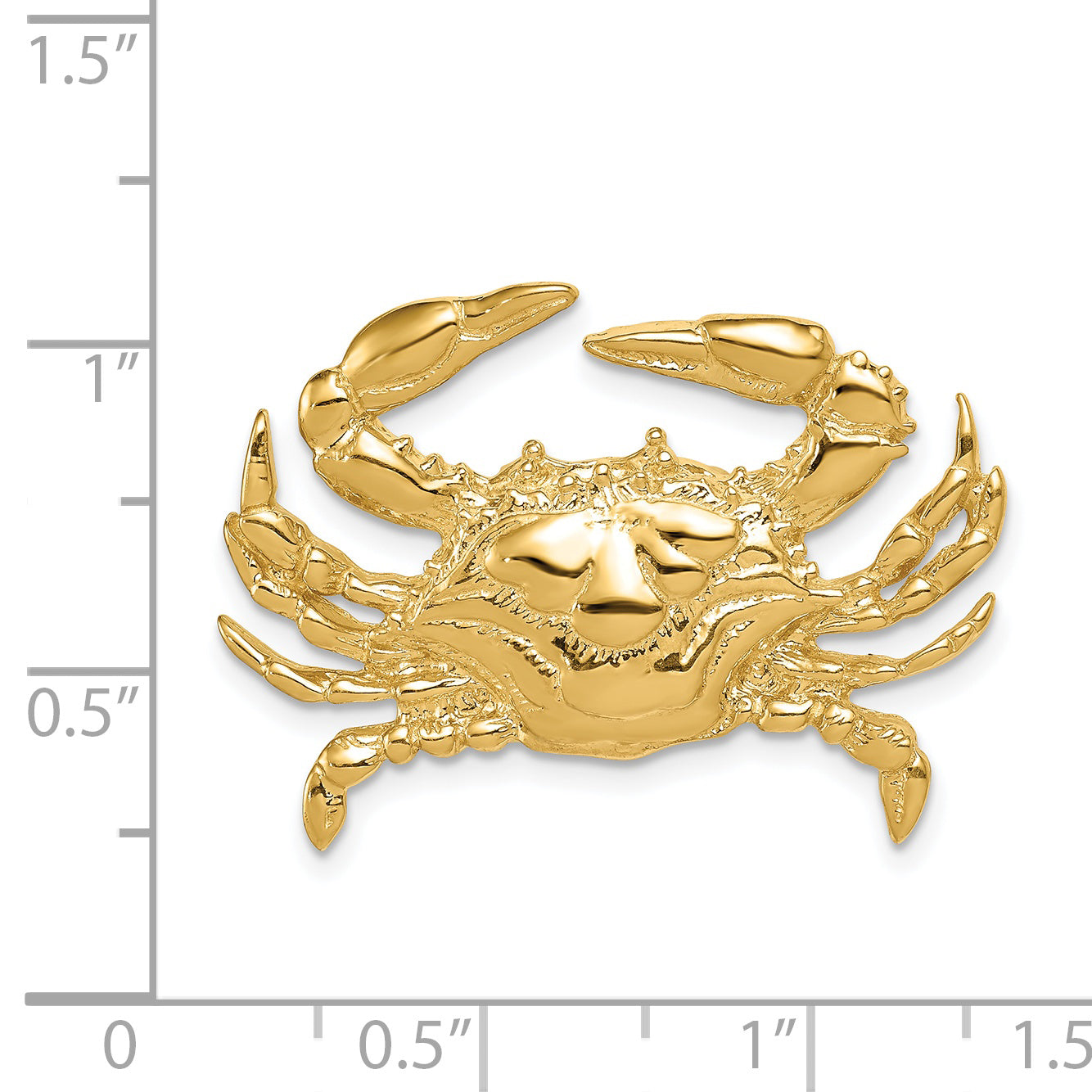 14K Gold Blue Crab Slide Pendant with Polished Finish for Omega Chains