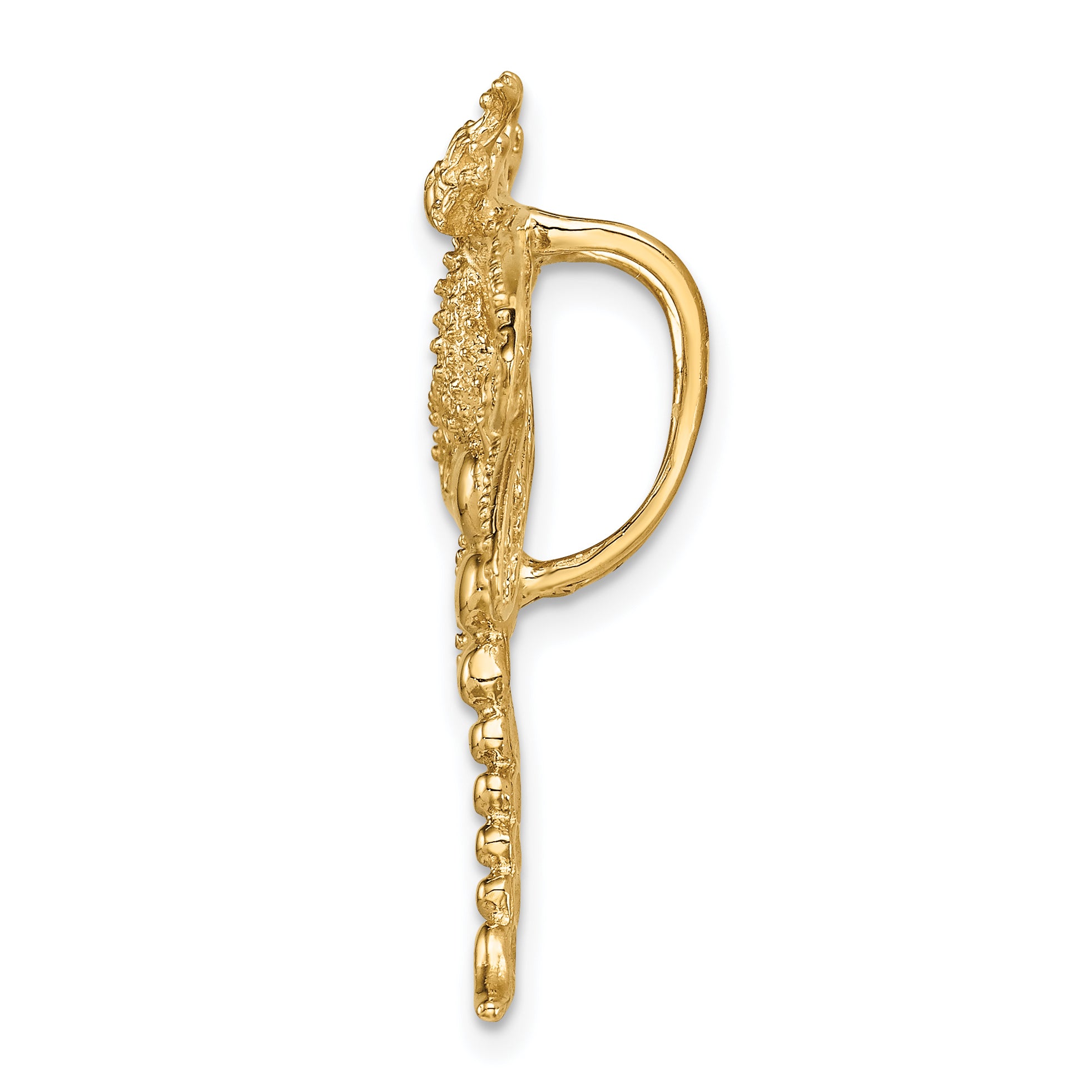 14K Gold Dragonfly Slide Pendant with Polished Textured Finish Secondary image