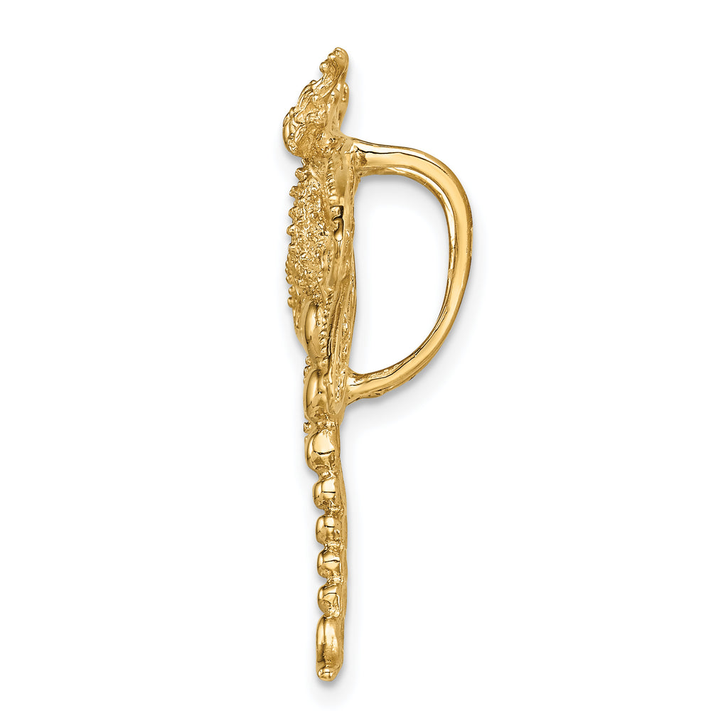 14K Gold Dragonfly Slide Pendant with Polished Textured Finish