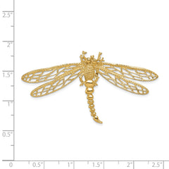 14K Gold Dragonfly Slide Pendant with Polished Textured Finish