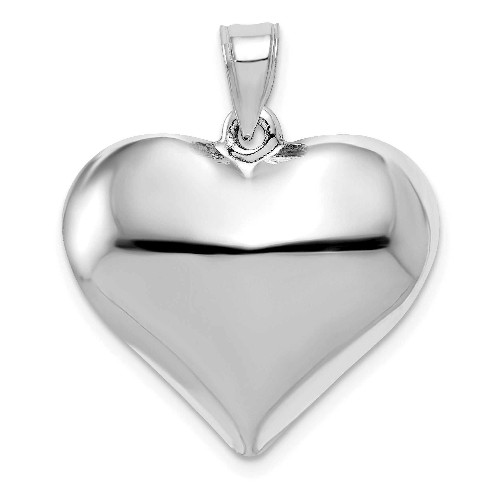 14k White Gold Polished 3D Puffed Heart Pendant Main image