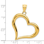 14K Gold Polished Heart Pendant with Solid Cast Design  Elegant and Timeless