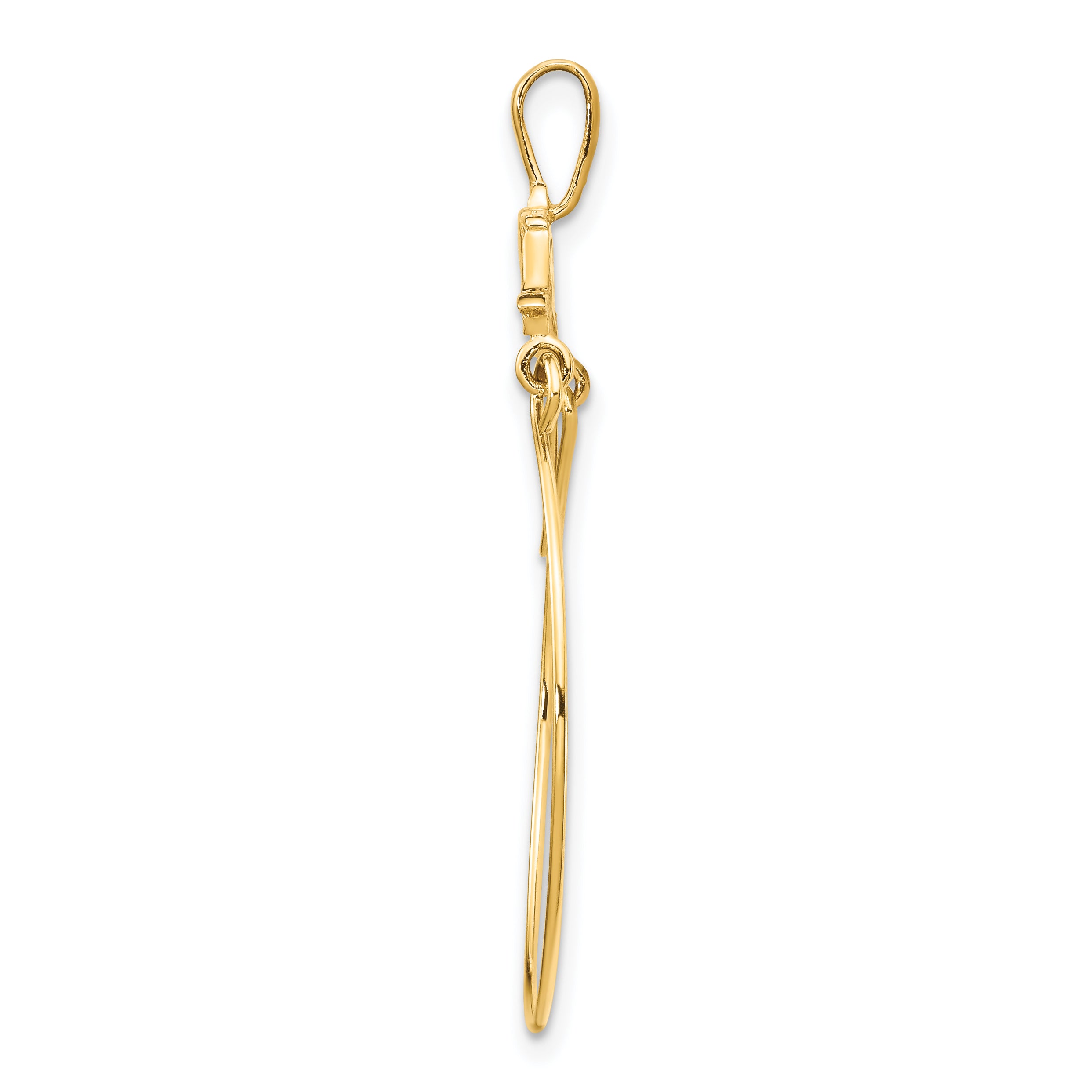 14K Gold Double Dolphins Charm Holder Pendant  Solid, Casted, Elegant Design