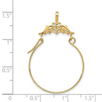 14K Gold Double Dolphins Charm Holder Pendant  Solid, Casted, Elegant Design