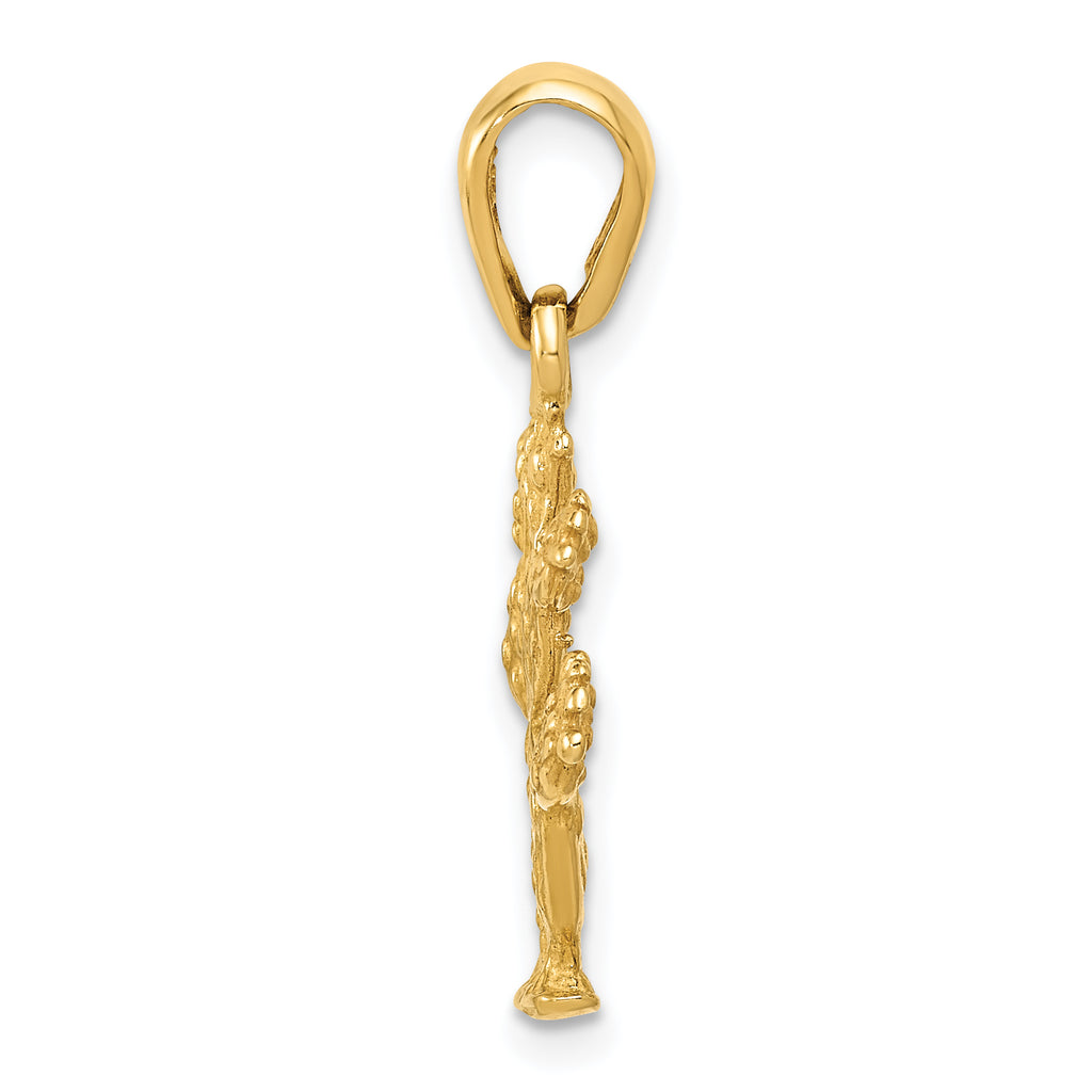 14K Gold 3D Cactus Pendant with Polished Finish for Men