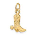 14K Gold 3D Cowboy Boot Pendant with Polished Finish Themed Western Style
