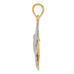 14K Two-Tone Gold Hummingbird Charm with Diamond-Cut Detailing Elegant Finish
