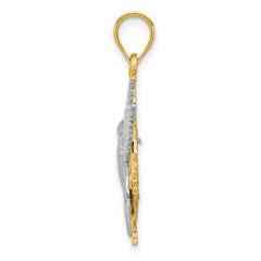 14K Two-Tone Gold Hummingbird Charm with Diamond-Cut Detailing Elegant Finish