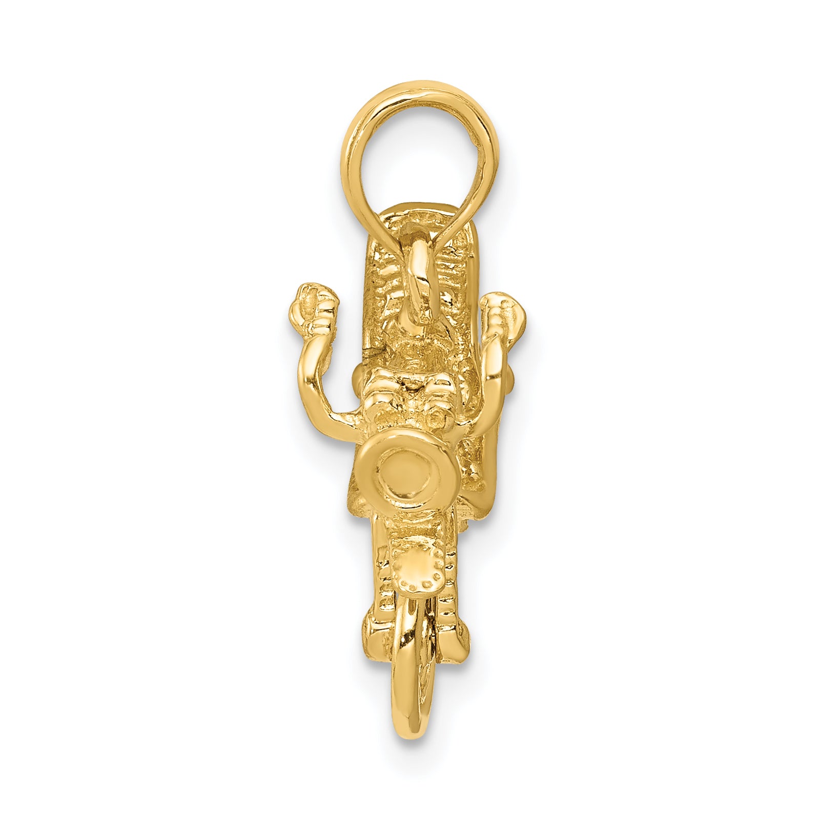 14K Gold 3D Moveable Motorcycle Pendant for Men Polished Finish