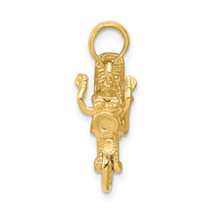14K Gold 3D Moveable Motorcycle Pendant for Men Polished Finish