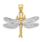 14k Two-tone Dragonfly Pendant