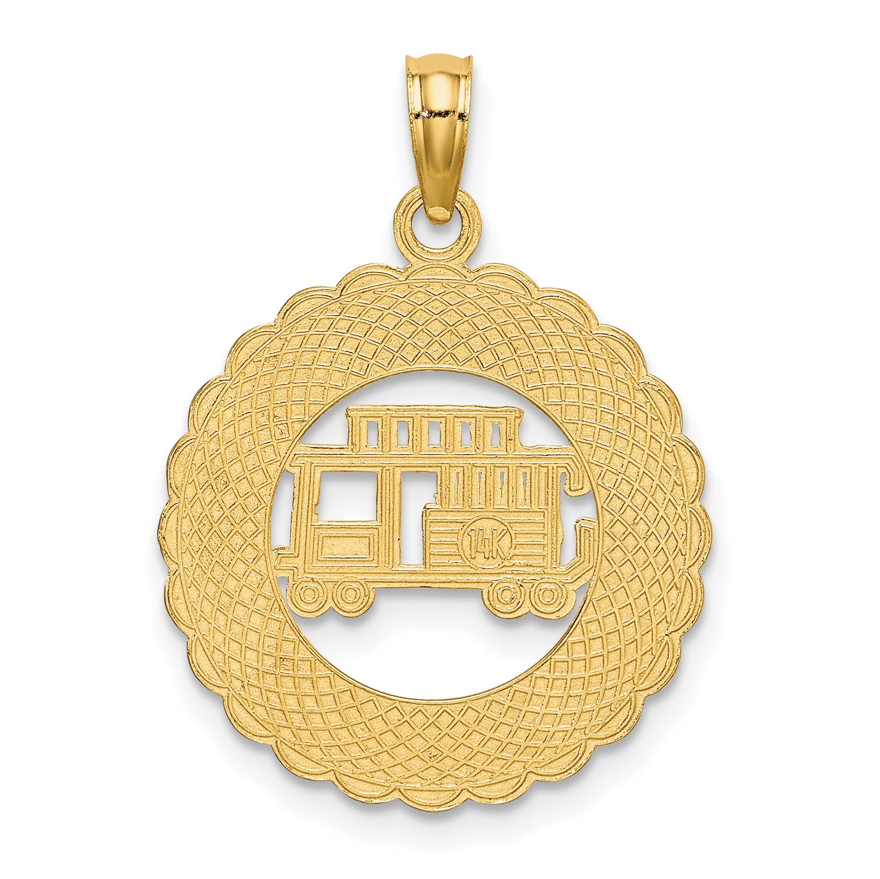 14k GATLINBURG TENNESSEE w/Trolley Car in Circle Charm