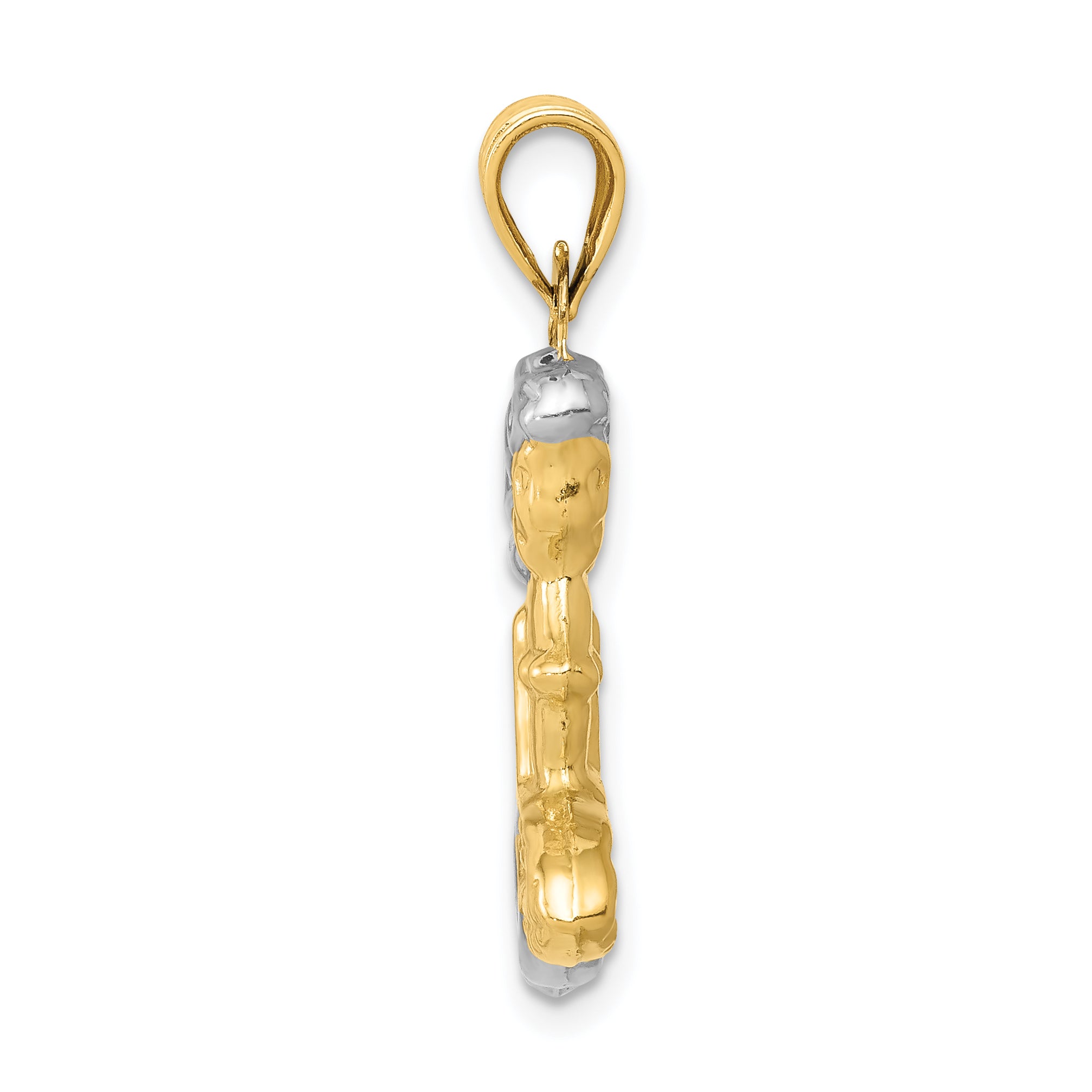 14K Gold and White Rhodium 3D Mermaid Pendant Elegant and Themed Charm