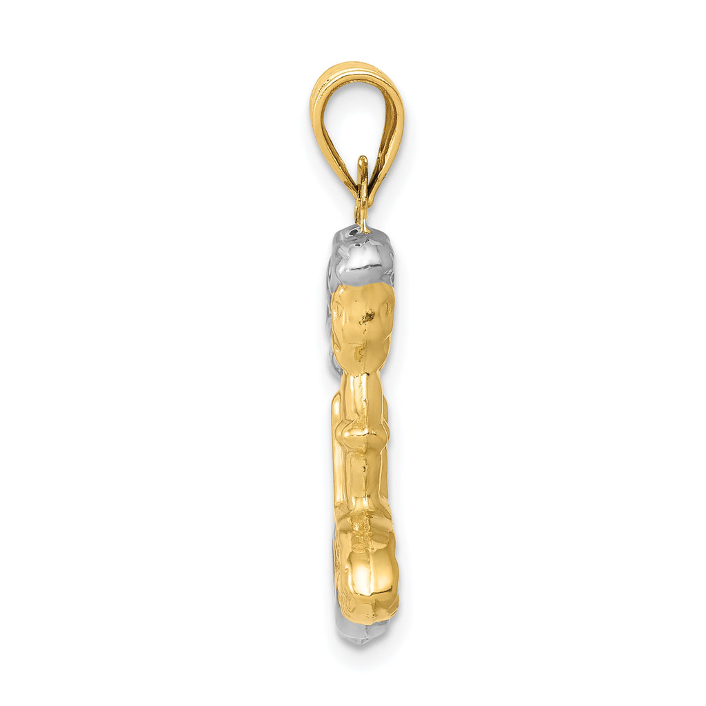 14K Gold and White Rhodium 3D Mermaid Pendant Elegant and Themed Charm