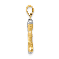 14K Gold and White Rhodium 3D Mermaid Pendant Elegant and Themed Charm