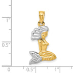 14K Gold and White Rhodium 3D Mermaid Pendant Elegant and Themed Charm