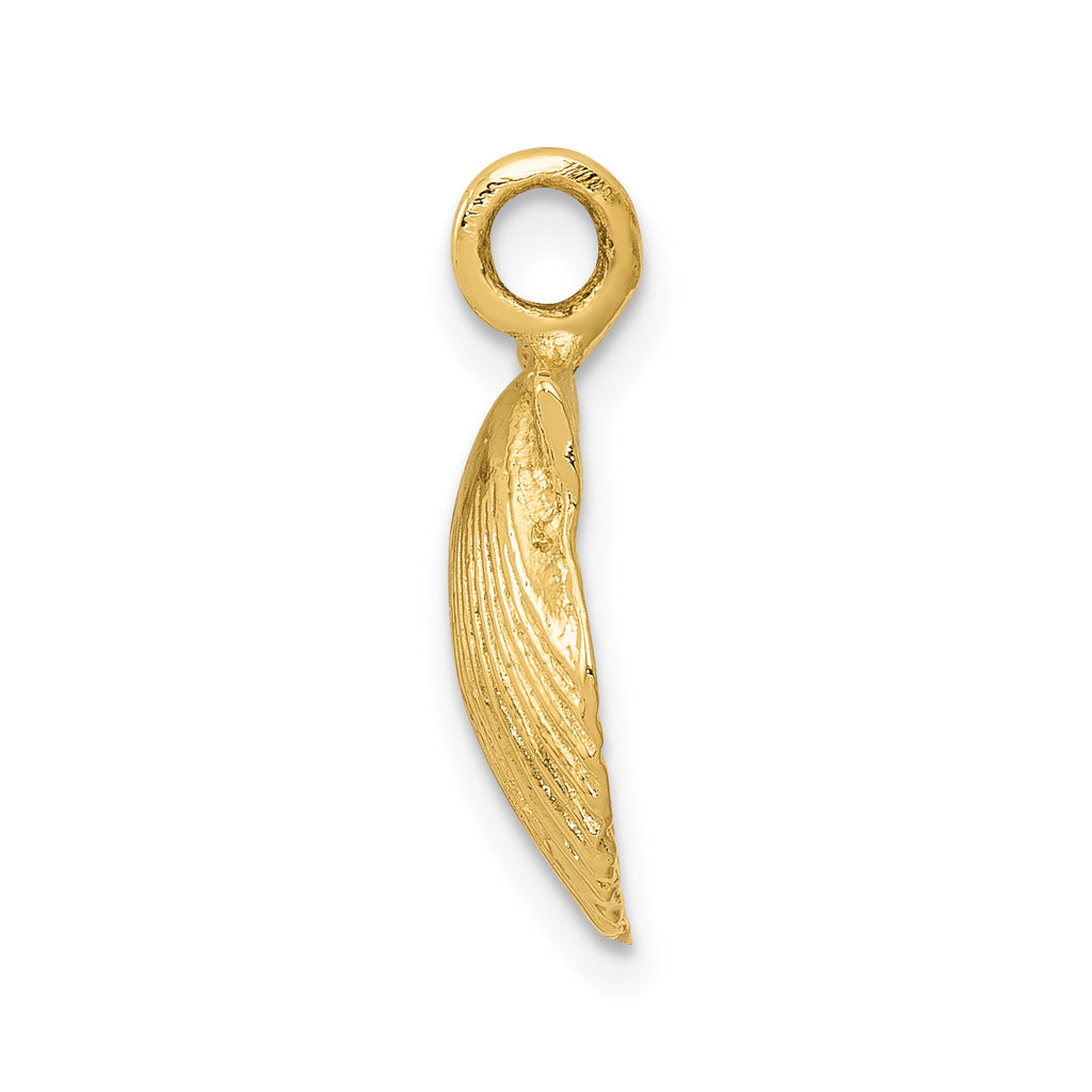 14K Gold Polished Seashell Pendant with Textured Design