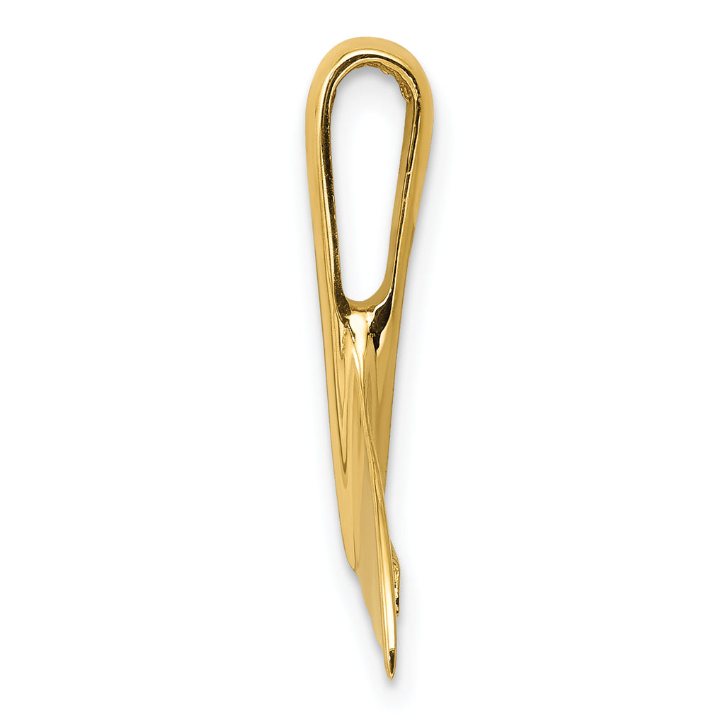 14K Gold Whale Tail Pendant Slide for Men  Solid Casted Design